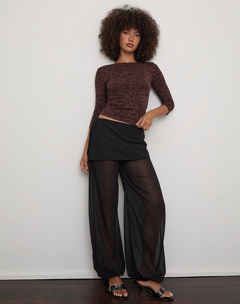 Suteman Trouser with Skirt Overlay in Chiffon Black view 3