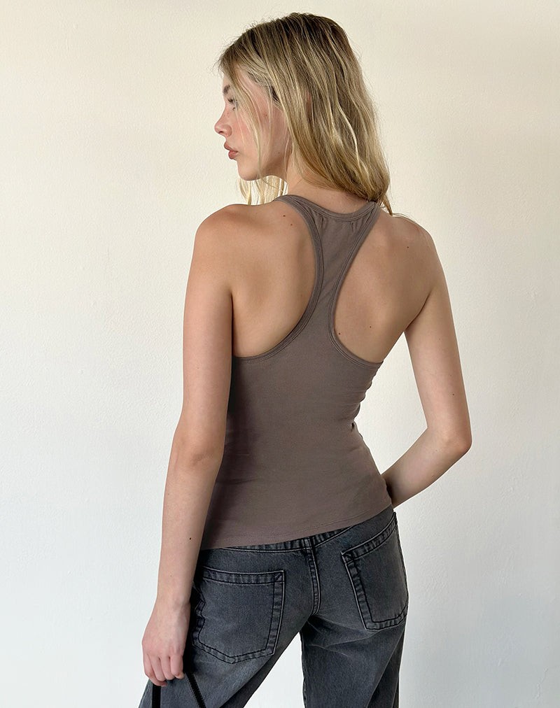 Nemue Plunge Racerback Top in Coffee Quartz view 4