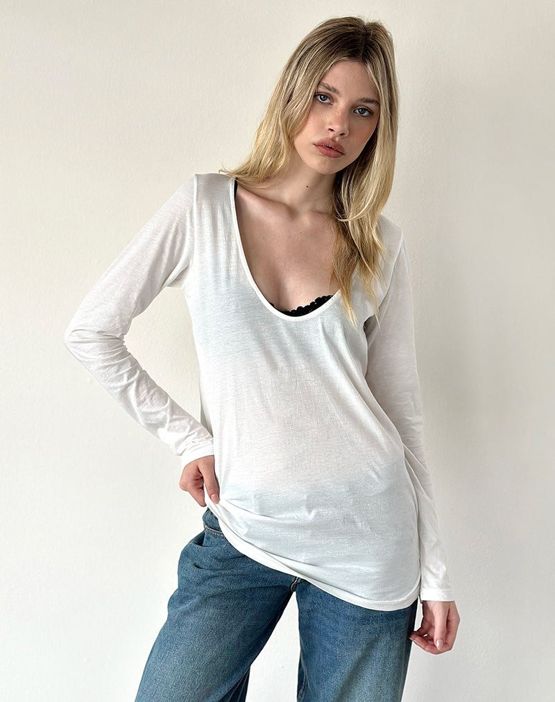 Orten Top in Cotton Jersey 60's Off White view 3