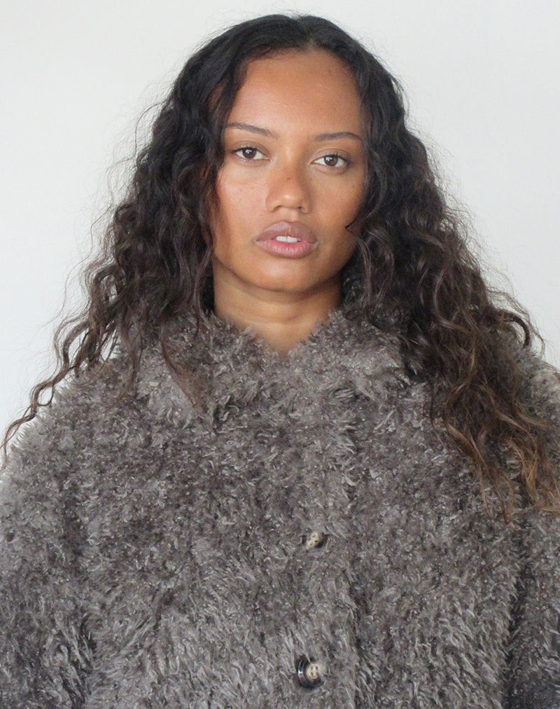 Joji Jacket in Faux Fur Grey view 3